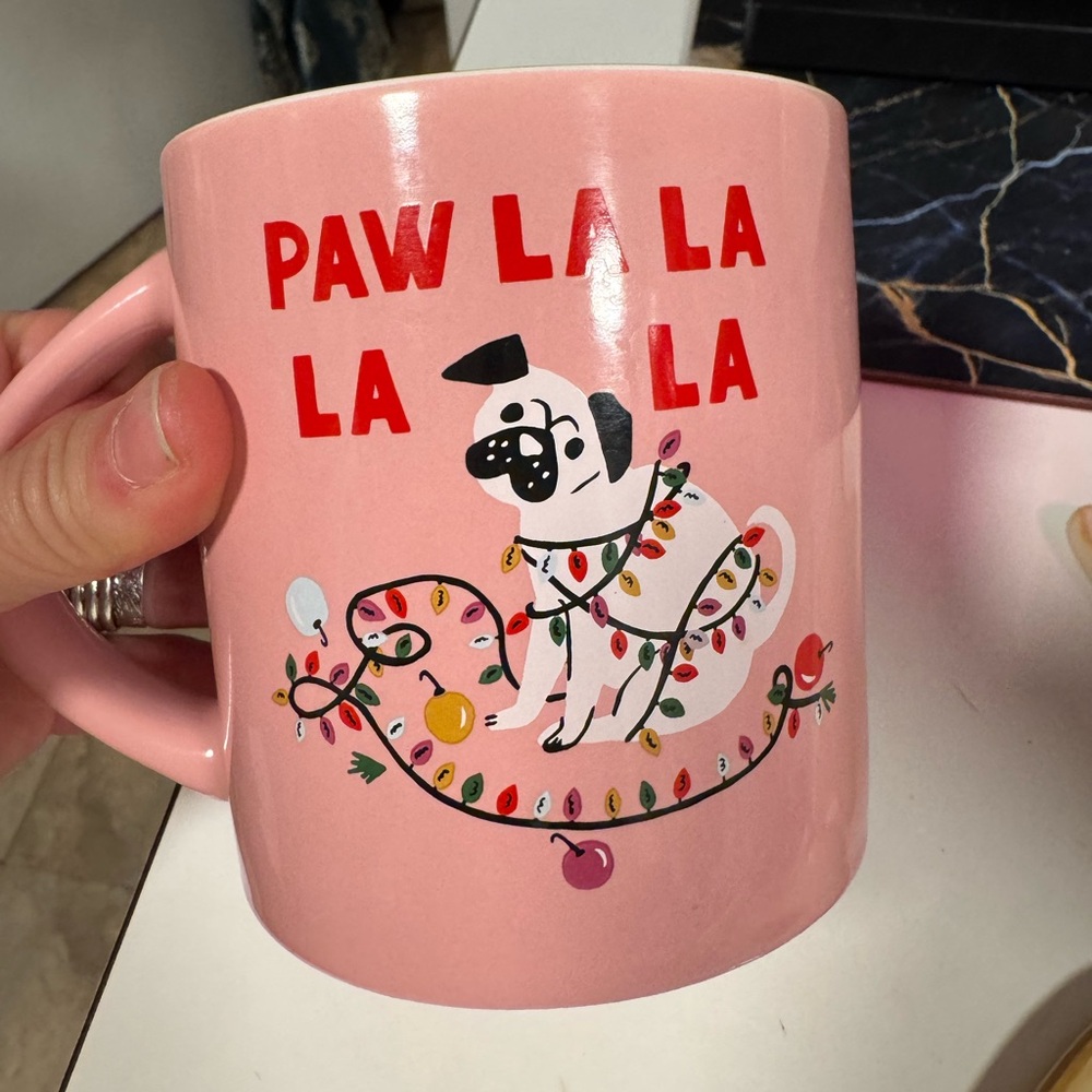 Target Wondershop Pink Paw La La Dog Holiday Mug